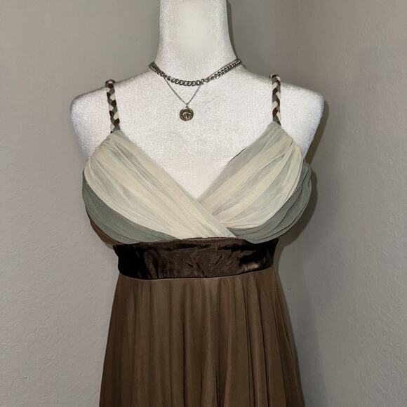 VTG Studio Y Y2K Dress Women's Medium Brown Fairy Tied Waist Braided Straps Boho - Picture 4 of 11
